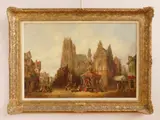 Henri Schafer, St. Wulfrans Abbeville, Normandy, oil on canvas (relined), 1881