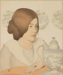 John Winstanley Breyfogle, Afternoon Tea, watercolor on watercolor board