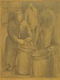Clyde Singer, New York Street Scene, pencil on paper, 1934