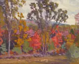 Harry Spiers, Fall Landscape- Madison, NH, gouache on paper, 1935