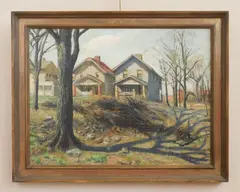 Emerson Burkhart, Houses, East Broad St., Columbus, OH, oil on canvas 1943