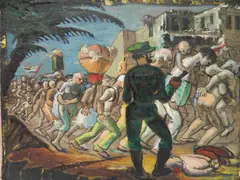 Exodus, Salvador by Albert Pels, oil on canvas, offered Oct 2023