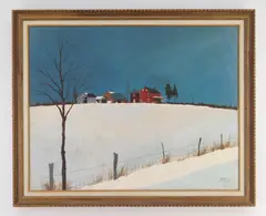 Farm in Winter Landscape by Leland S. McClelland, acrylic on canvas, 1969, offered Oct 2023