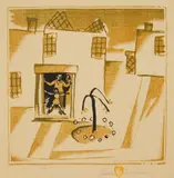 Gustave Baumann, Rain, woodcut in colors, 1938