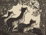 Wanda Gág, Cats at the Window (Winan 77) wood, engraving, 1929