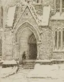 Childe Hassam, Church Doorway in Snow (Cortissoz 72)