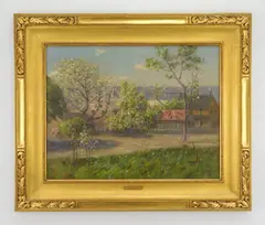 Adam Lehr, Houses in the Spring, oil on canvas, 1921