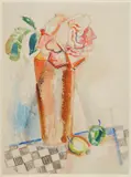 William Sommer, Still-Life with Checkered Table Cloth