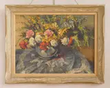 Sandor Vago, Still-Life of Flowers, oil on Masonite