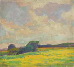 Summer Landscape by George G. Adomeit, oil on canvasboard, offered Oct 2023