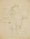 William Sommer, Martha from Behind, pen and ink on paper