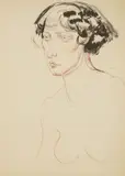 William Sommer, Female Nude with Dark Hair