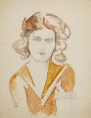 Portrait of a Woman with Red Wavy Hair by William Sommer, watercolor and pencil on paper, offered Oct 2023
