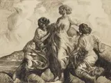 Frank N. Wilcox, The Three Graces, charcoal on paper