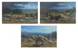 Mauricio Antón, Deinonychus & Tenontosaurus I, II & III 3, oils on canvas, 1989, all