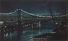 59th St. Bridge (Retif & Salzer 39) mezzotint by Frederick Mershimer, aquatint and drypoint in colors, 1991, offered Oct 2023