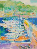 Le Roy Neiman, Harbor at Monaco, silkscreen in colors, 1988