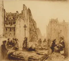 Edgar Chahine, Marche a Paris (Tabenelli 412), drypoint, 1930
