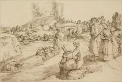 Auguste-Louis Lepère, Un Enterrement dans le Marais Vendeen (Lotz-Brissoneau 126), etching, 1901