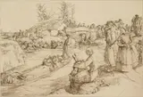Auguste-Louis Lepère, Un Enterrement dans le Marais Vendeen (Lotz-Brissoneau 126), etching, 1901