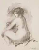 Pierre A. Renoir, Etude de Femme, Nue Assise (Delteil 42), lithograph, 1904