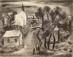 New England Town by Will Barnet, lithograph, ca. 1931, offered Aug 2023