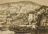 Samuel Chamberlain, A Mediterranean Village, drypoint, 1938