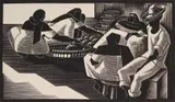 Olin Dows, Market Scene, Acapulco wood, engraving, 1933