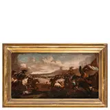 Antonio Calza, Scene di battaglia tra cavallerie turche e cristiane, oil on canvas