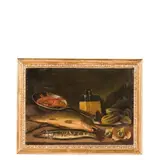 Nicola Levoli, Natura morta con pesci e crostacei, oil on canvas