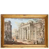 Composizione archeologica romana by Charles-Louis Clérisseau, tempera and acquerello on paper applicata on panel, offered Nov 2022