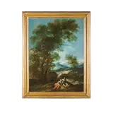 Antonio Diziani, Paesaggio con due contadini che riposano, oil on canvas