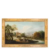 Antonio Diziani, Paesaggio fluviale, oil on canvas