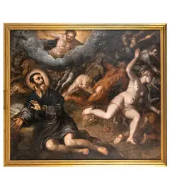 Domenico Tintoretto, I demoni che volano via da Sant'Antonio, oil on canvas