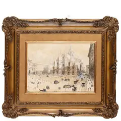 Paolo Sala, Milano, 1859 - 1924 / Veduta del Duomo di Milano / Firmato P Sala, Milano in basso a sinistra, Acquarello su carta