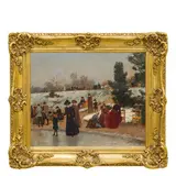 Francisco Miralles Galup, Valencia, 1848 - Barcellona, 1901 / Un pomeriggio alla pista di pattinaggio / Firmato F Miralles in basso a sinistra, oil on canvas