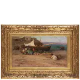 Alceste Campriani, Terni, 1848 - Lucca, 1933 / Venditrice di frutta sulla spiaggia / Firmato A Campriani in basso a sinistra