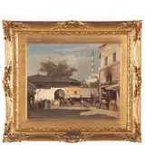 Alberto Pasini, Busseto, 1826 - Cavoretto, 1899 / Piazza mercato a Yeni Giami, Costantinopoli / Firmato A Pasini e datato 67 in basso a destra, Costantinopoli in basso a sinistra, oil on canvas