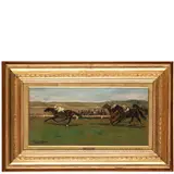 Giovanni Bartolena, Livorno, 1866 - 1942 / La corsa a galoppo / Firmato Gio Bartolena in basso a sinistra, oil on cardboard