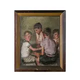 Evasio Montanella, Pra', 1878 - 1940 / Il racconto della favola / Firmato E Montanella e datato 1934 in basso a destra, oil on canvas