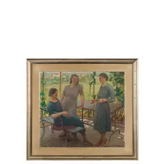 Baldassare Longoni, Dizzasco, 1876 - Camerlata, 1956 / Sotto il pergolato / Firmato Baldassarre Longoni e datato 1940 in basso a destra, oil on canvas