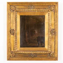 Thomas Fearnley, Mucca nella stalla, oil on panel