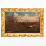 Johann Anton Eismann, Paesaggio, oil on canvas applicato on cardboard
