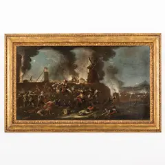 Jan Peeter Verdussen, Battaglia tra cavallerie europee, oil on canvas cm 65X118