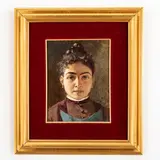 Luigi Gainotti, Parma, 1859 ; Genova, 1940 / Ritratto di giovane ragazza / Firmato L Gainotti in basso a destra, oil on canvas applicata on masonite