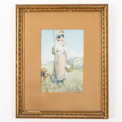 Regno Unito, 1819 ; 1895 / Paesaggio con contadina / Firmato A Gilbert in basso a destra by Albert Gilbert, Acquarello su carta, offered Dec 2022