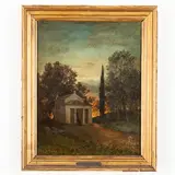 Filippo Carcano, Milano, 1840 ; 1914 / Paesaggio con chiesetta / Firmato Carcano F in basso a sinistra, oil on canvas