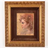 Clemente Tafuri, Salerno, 1903 ; Pegli, 1971 / Profilo di bimbo / Firmato C Tafuri in basso a sinistra, oil on cardboard telato