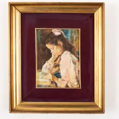 Montelupone, 1894 ; Recanati, 1995 / La bimba che legge / Firmato Peruzzi in alto a destra by Cesare Peruzzi, oil on canvas, offered Dec 2022