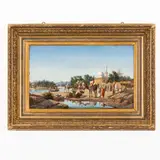 Edwin Long, Bath, 1829 ; Hampsthead, 1891 / Sosta davanti alla moschea / Firmato E Long e datato 1886 in basso a sinistra, oil on canvas